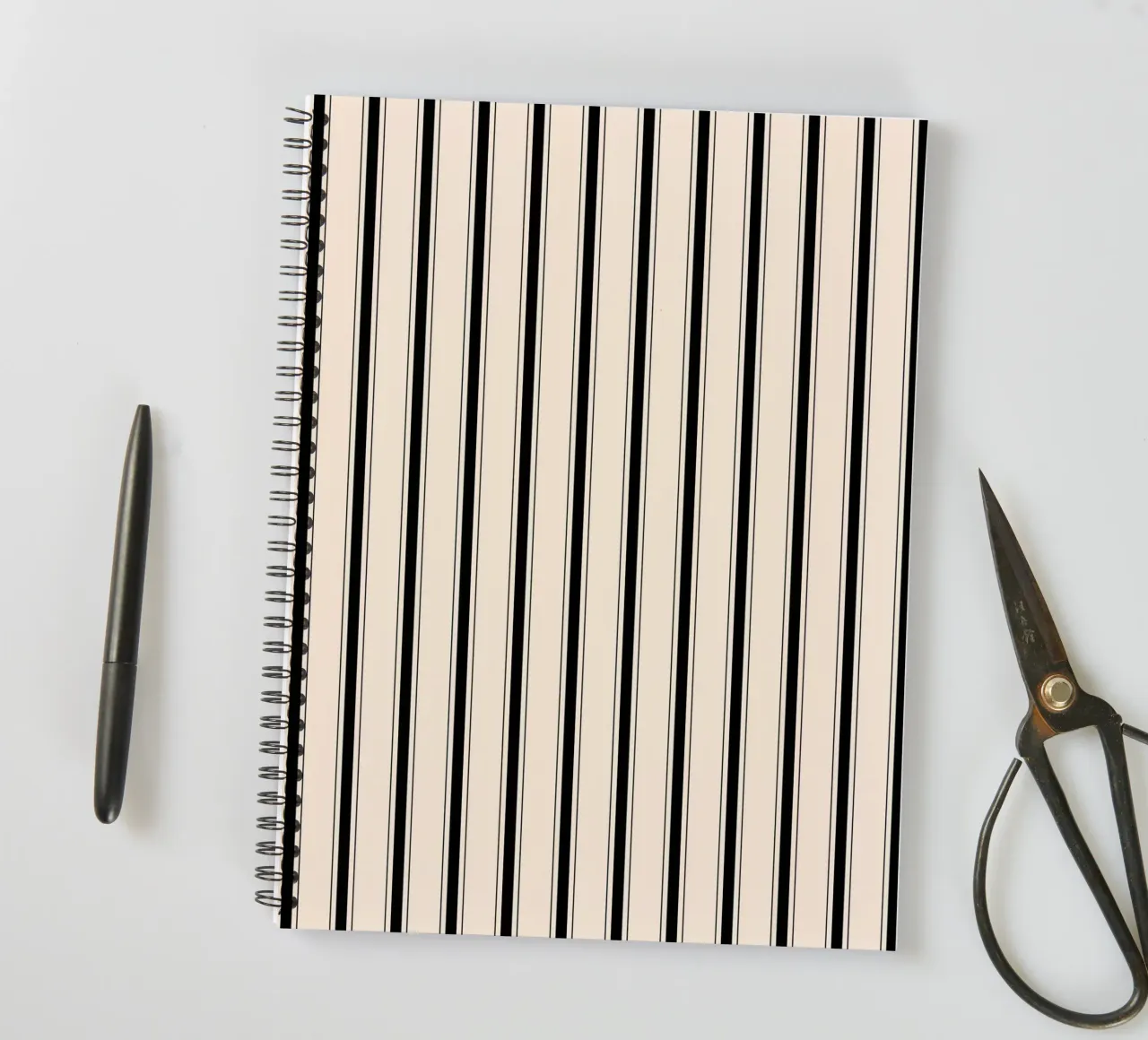 Minimal Farmhouse Mixed Lines 2 | Black on Ivory spiral notebook by Beauty in Simplicity
