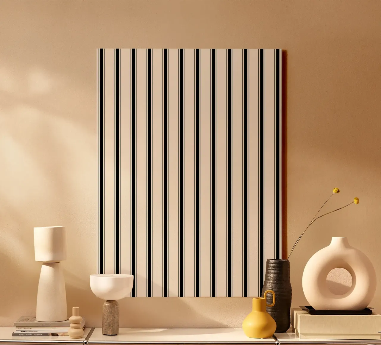Minimal Farmhouse Mixed Lines 2 | Black on Ivory canvas by Beauty in Simplicity