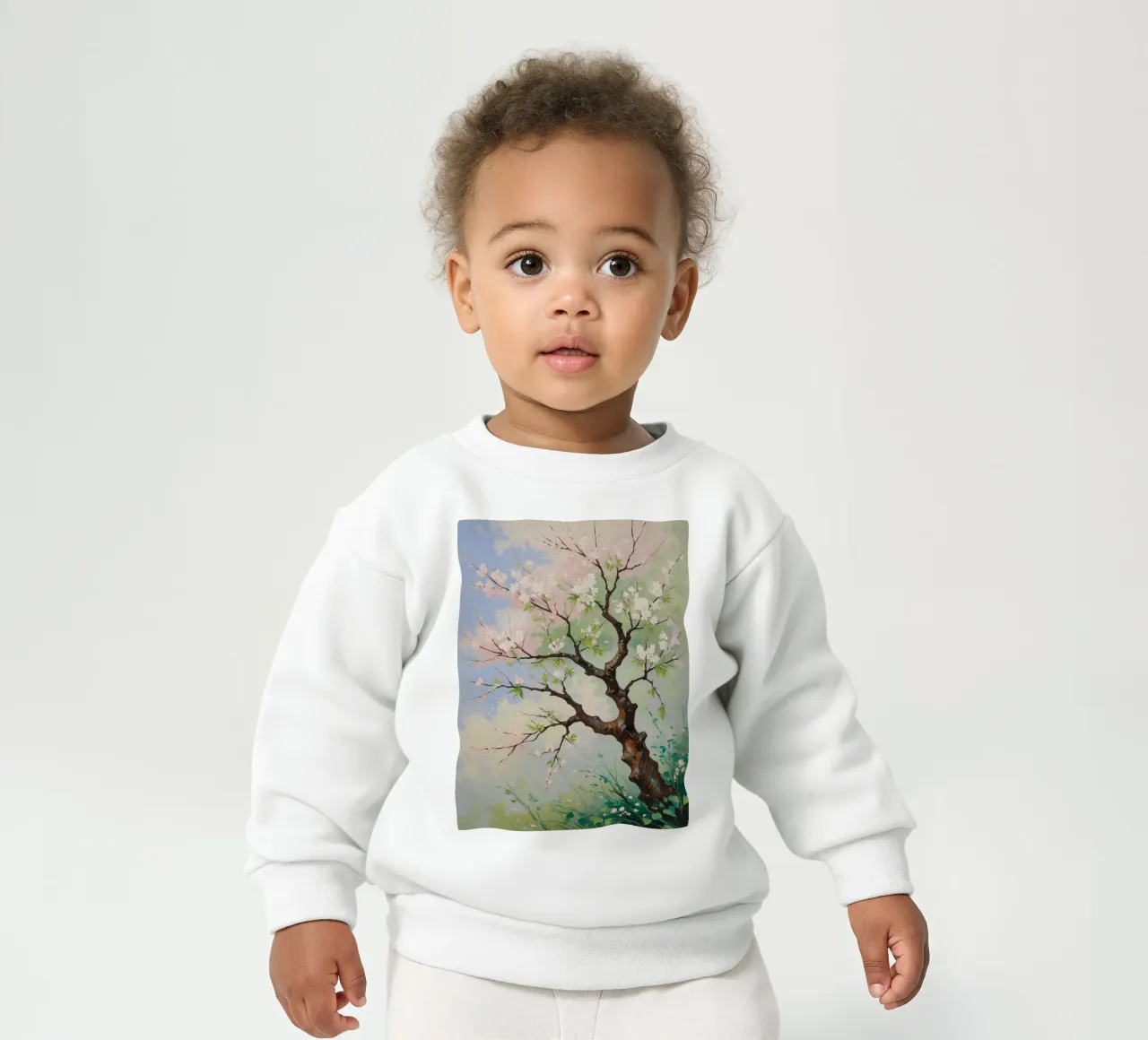 Serenità in fiore: Un vibrante dipinto a olio di un albero di ciliegio felpa neonato da Artistic-shop