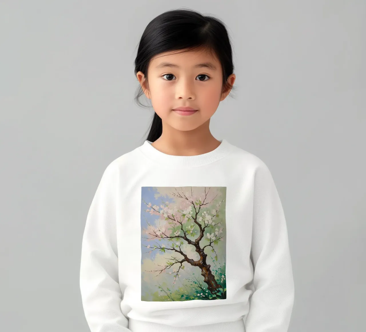 Serenità in fiore: Un vibrante dipinto a olio di un albero di ciliegio felpa bambino da Artistic-shop