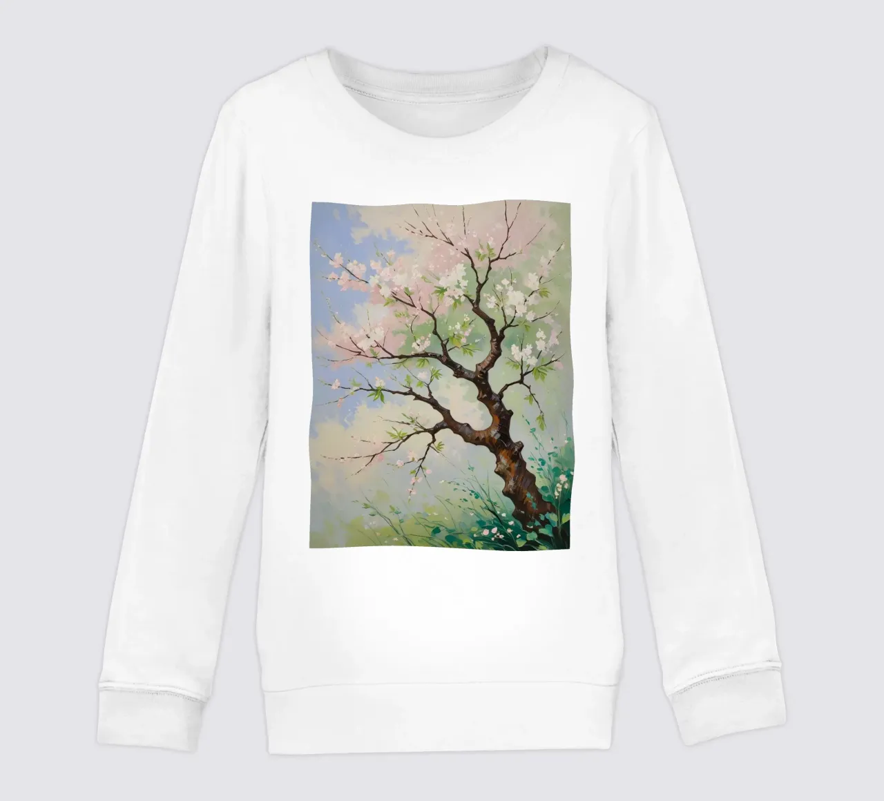 Serenità in fiore: Un vibrante dipinto a olio di un albero di ciliegio felpa bambino da Artistic-shop