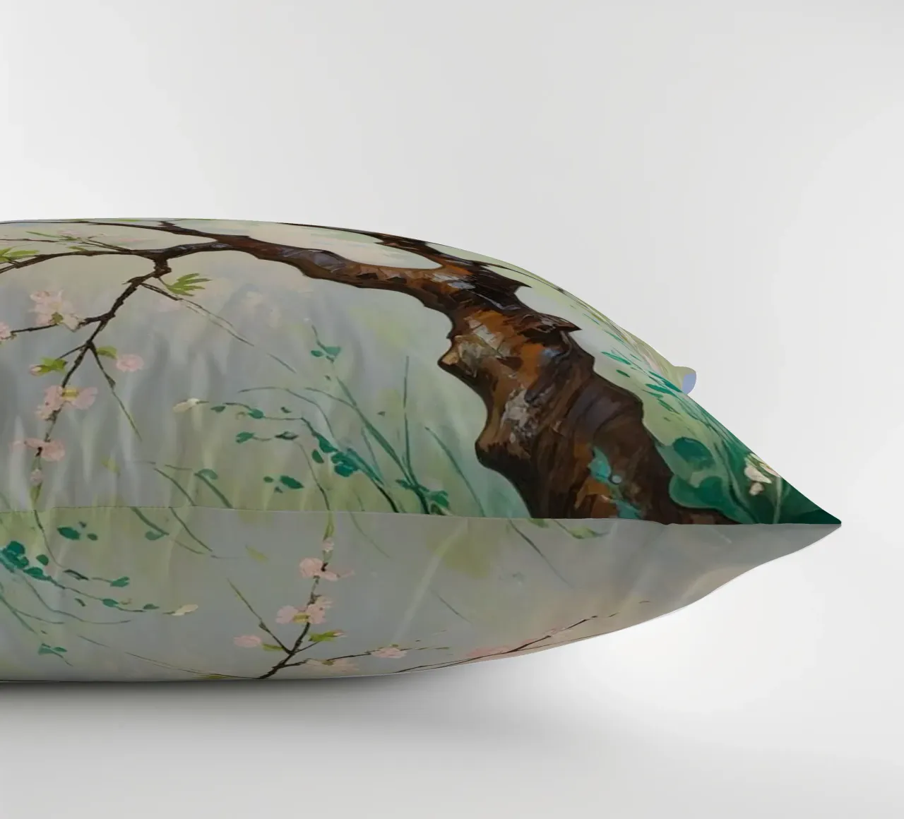 Serenità in fiore: Un vibrante dipinto a olio di un albero di ciliegio cuscino da Artistic-shop