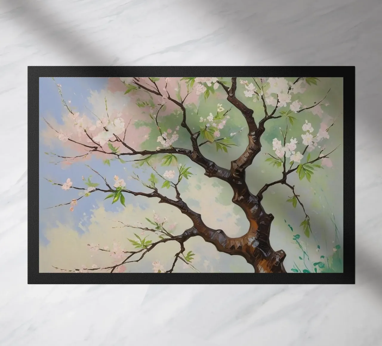 Serenità in fiore: Un vibrante dipinto a olio di un albero di ciliegio zerbino da Artistic-shop