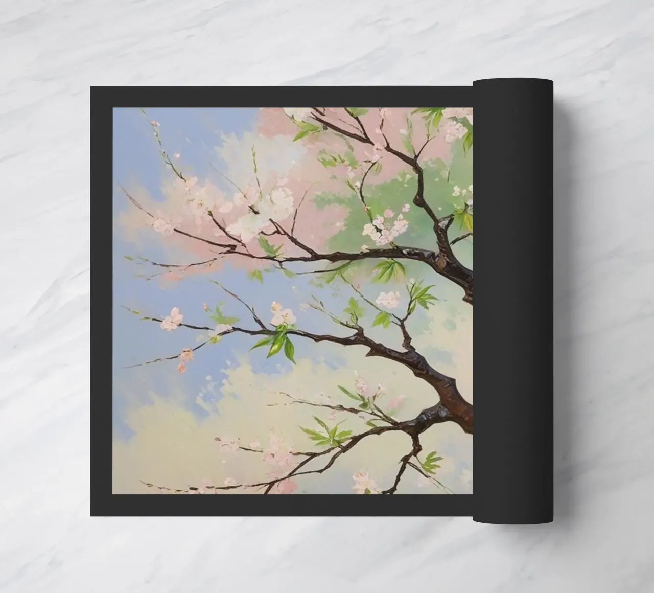 Serenità in fiore: Un vibrante dipinto a olio di un albero di ciliegio zerbino da Artistic-shop