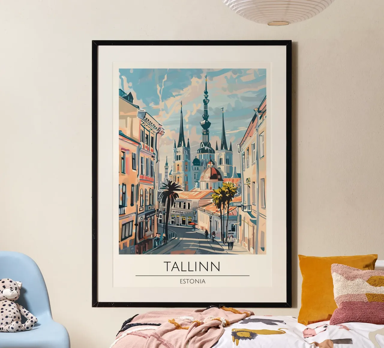 Poster di viaggio Pop Art della città vecchia di Tallinn Estonia poster con telaio in alluminio da homdeco