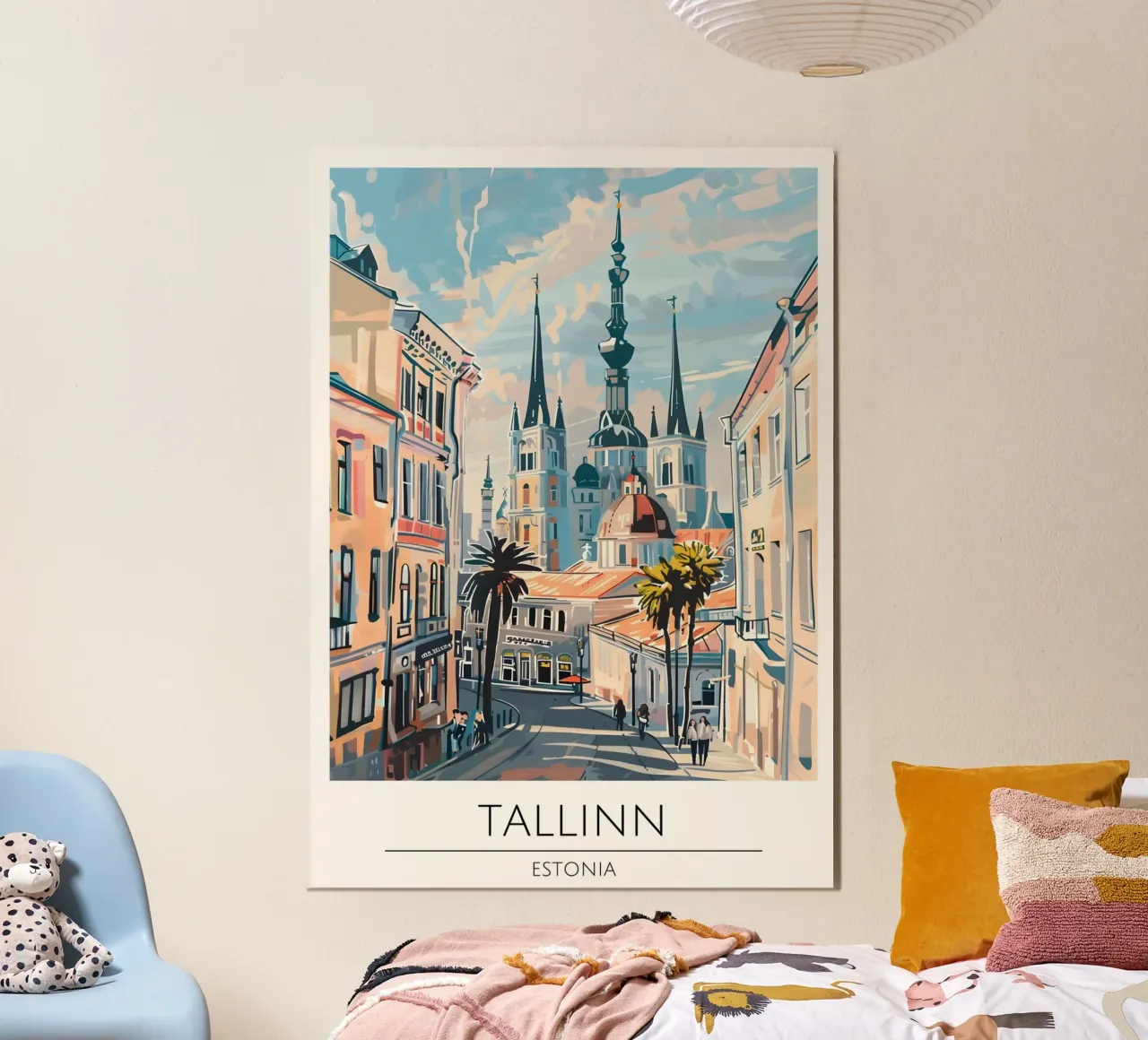 Poster di viaggio Pop Art della città vecchia di Tallinn Estonia poster con telaio in alluminio da homdeco