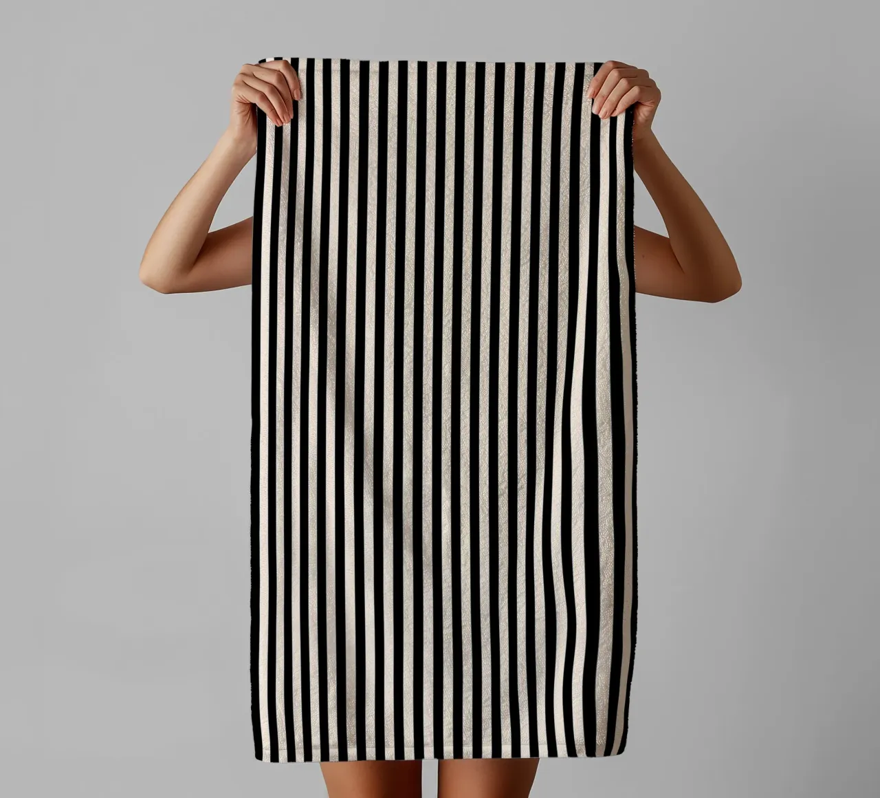 Minimal Basic Bold Stripes 2 | Black and Ivory towel by Beauty in Simplicity