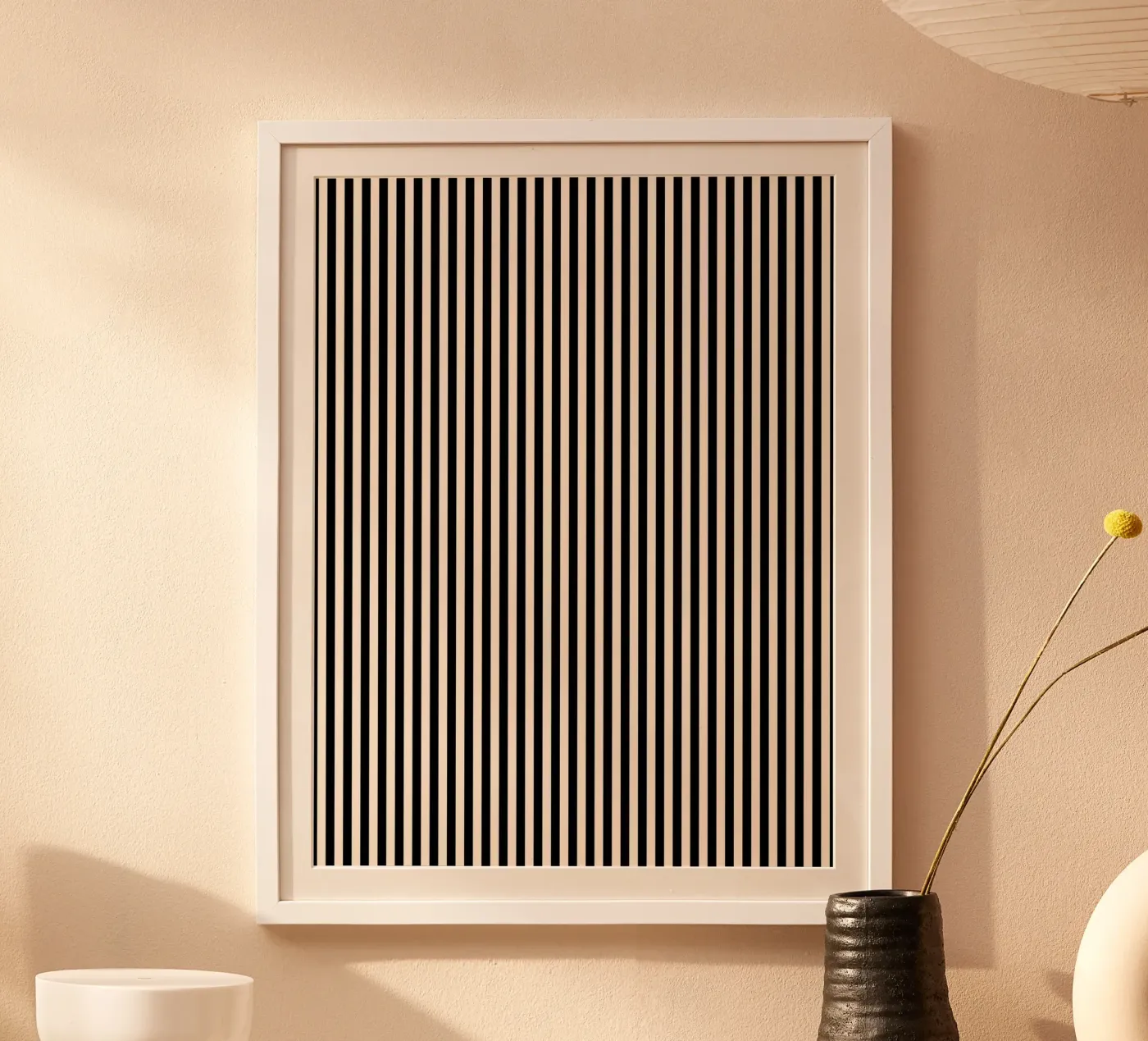 Minimal Basic Bold Stripes 2 | Zwart en Ivoor poster van Beauty in Simplicity