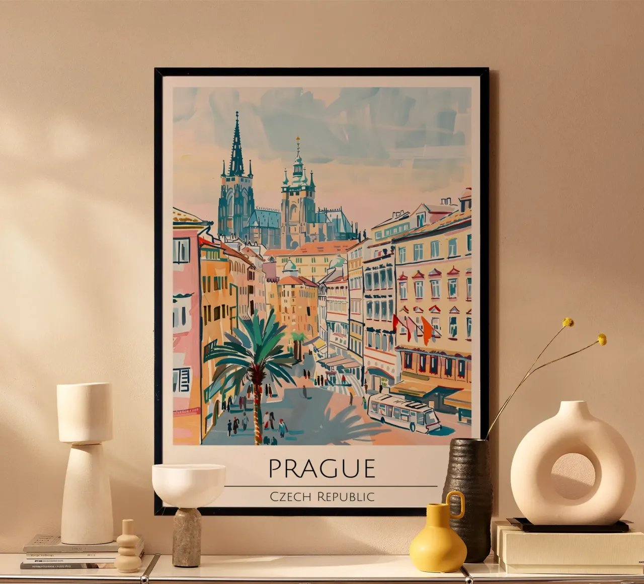 Poster di viaggio Pop Art del Castello di Praga Rep. Ceca poster con telaio in alluminio da homdeco