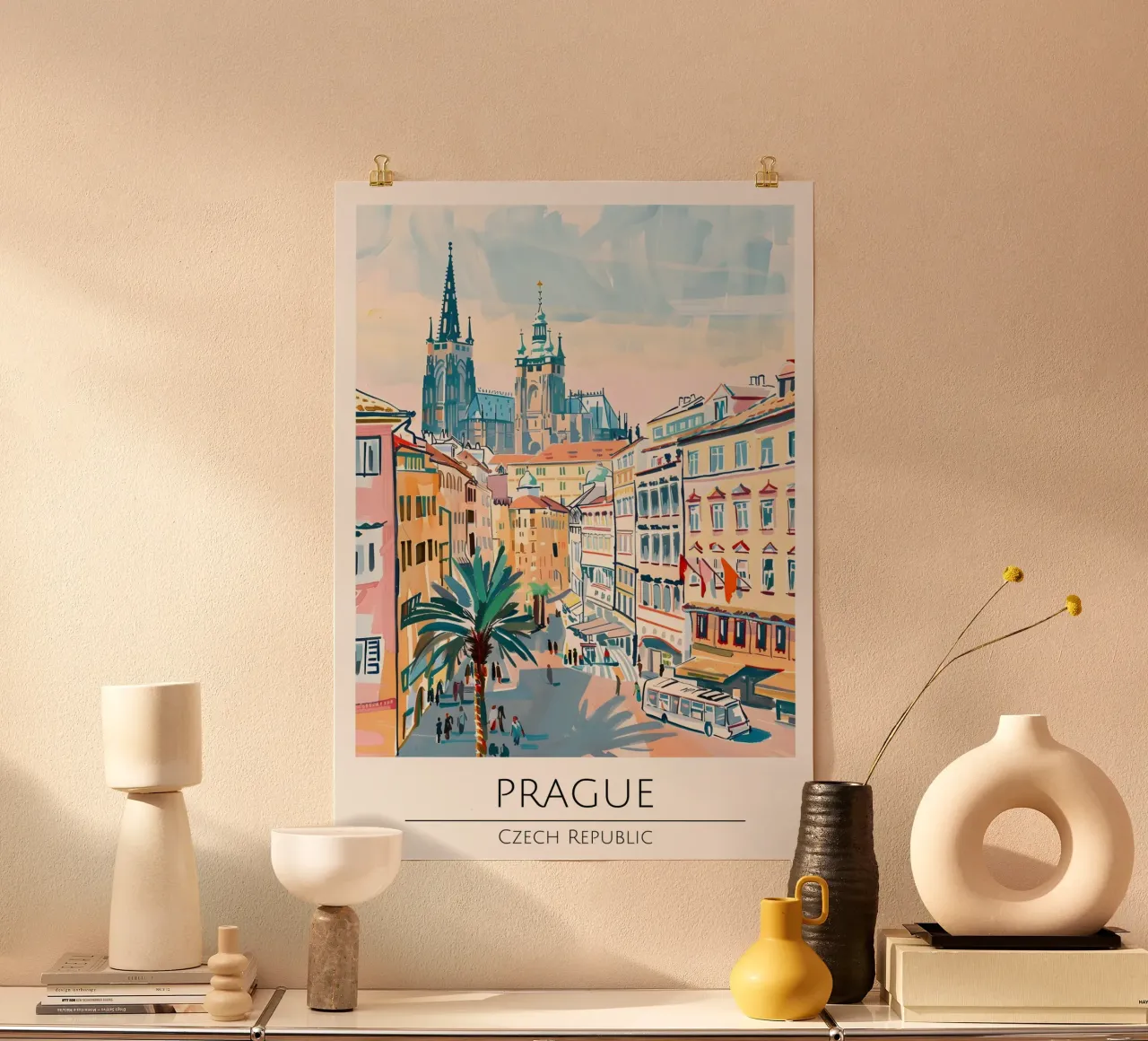Poster di viaggio Pop Art del Castello di Praga Rep. Ceca poster con telaio in alluminio da homdeco