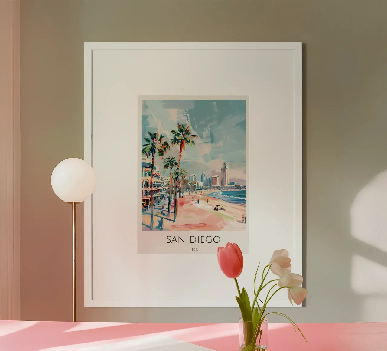 San Diego Strand Pop Art Kustlandschap poster van homdeco