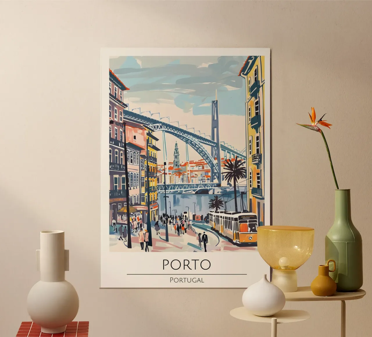 Poster di viaggio Pop Art del ponte di Porto Dom Luís poster con telaio in alluminio da homdeco