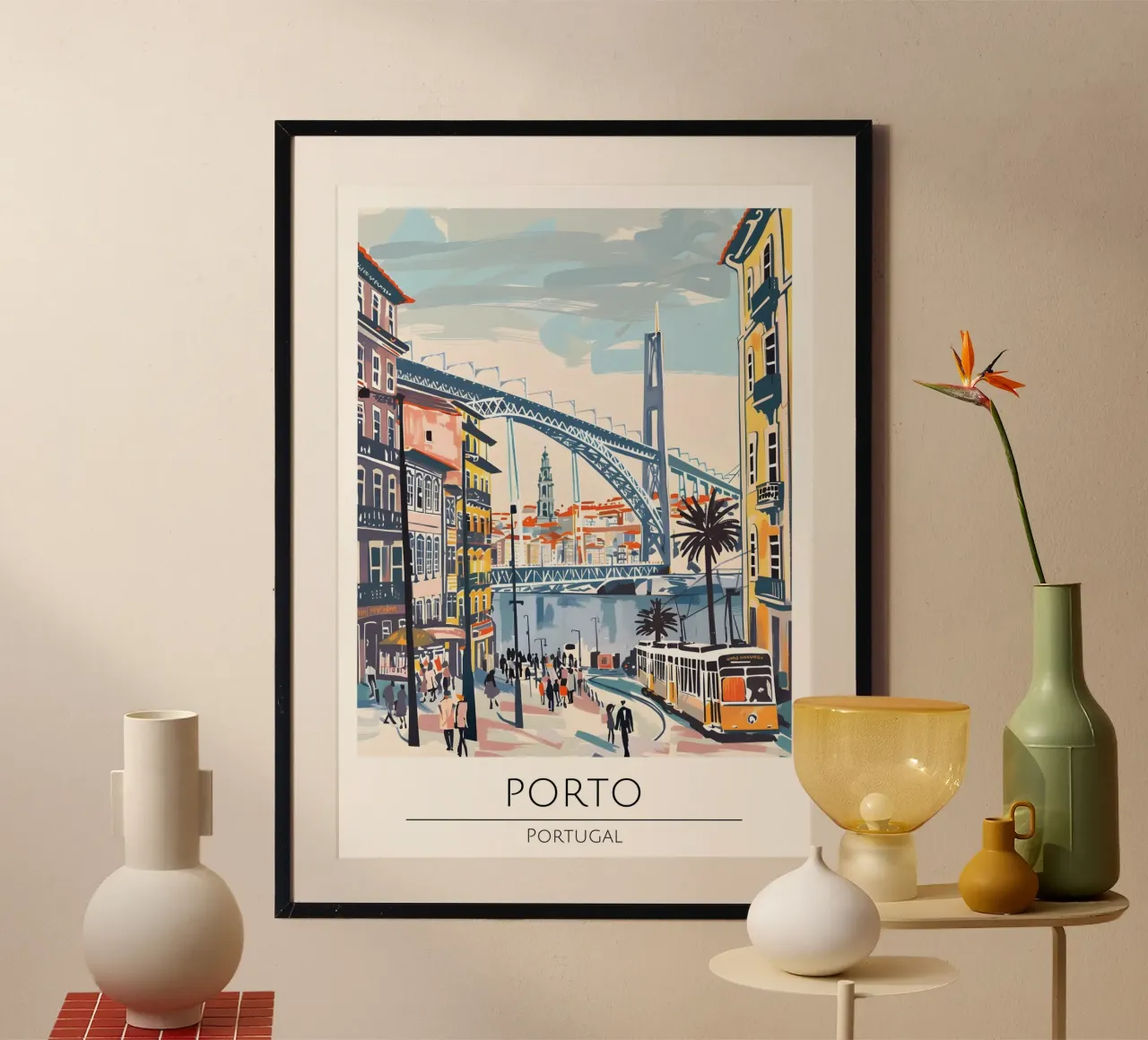 Poster di viaggio Pop Art del ponte di Porto Dom Luís poster con telaio in alluminio da homdeco