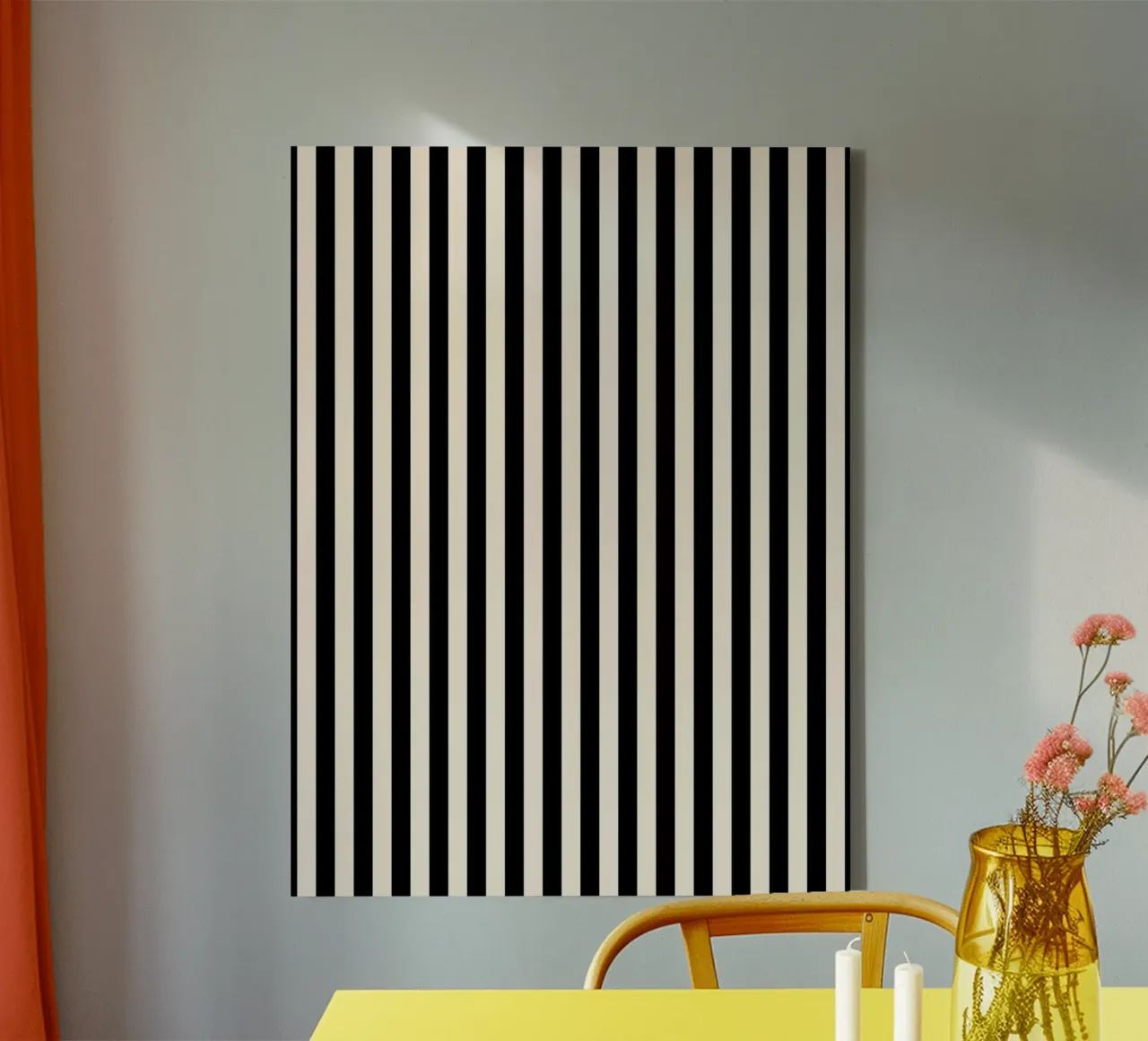 Minimal Basic Bold Stripes | Nero e Avorio tela con Cornice a cassetta da Beauty in Simplicity