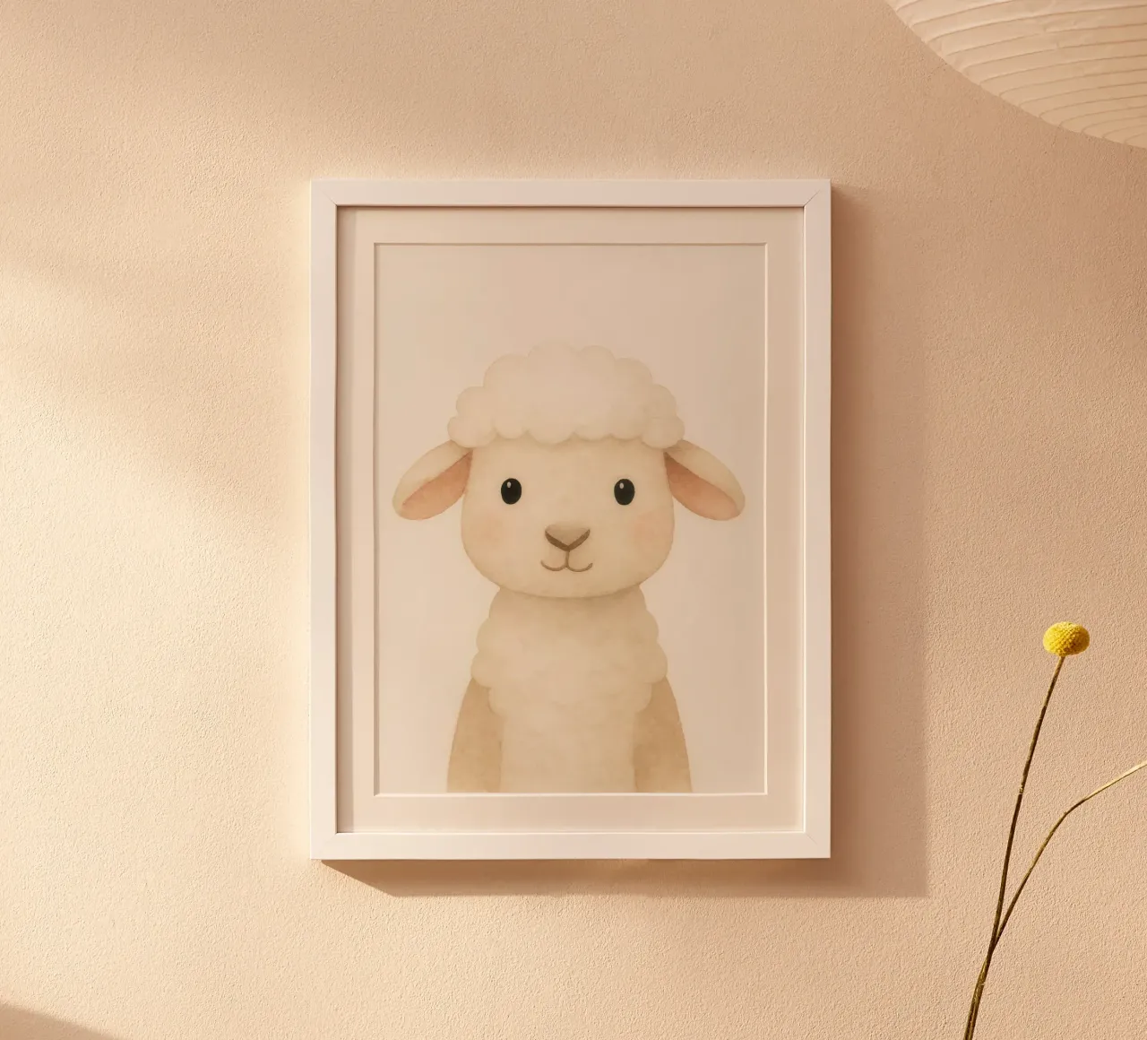 Watercolor Cute Sheep – Nursery Animal poster con telaio in alluminio da Attaboy Dsgn