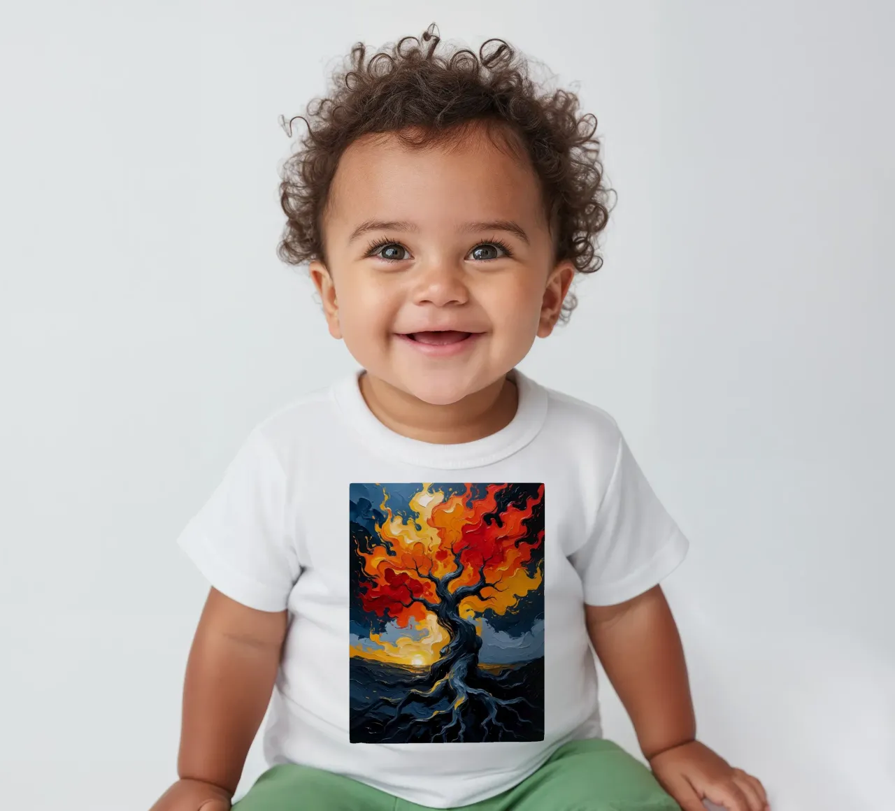 Un inferno fiammeggiante: Un dipinto a olio con texture di un T maglietta neonato da Artistic-shop