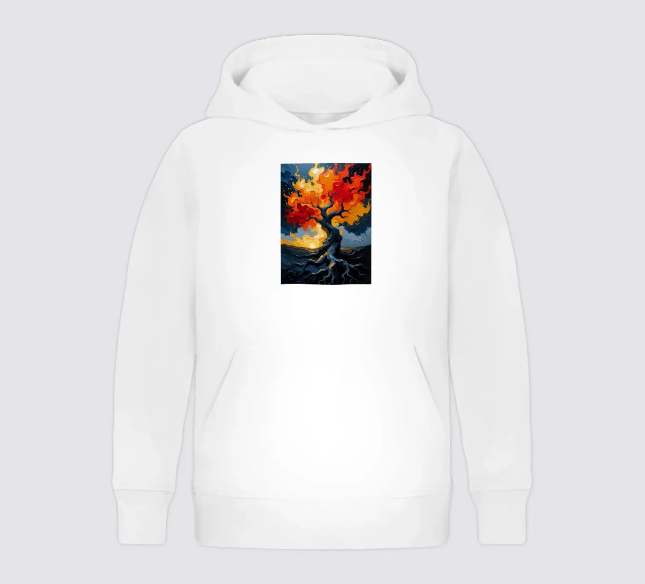 Un inferno fiammeggiante: Un dipinto a olio con texture di un T felpa bambino con cappuccio da Artistic-shop