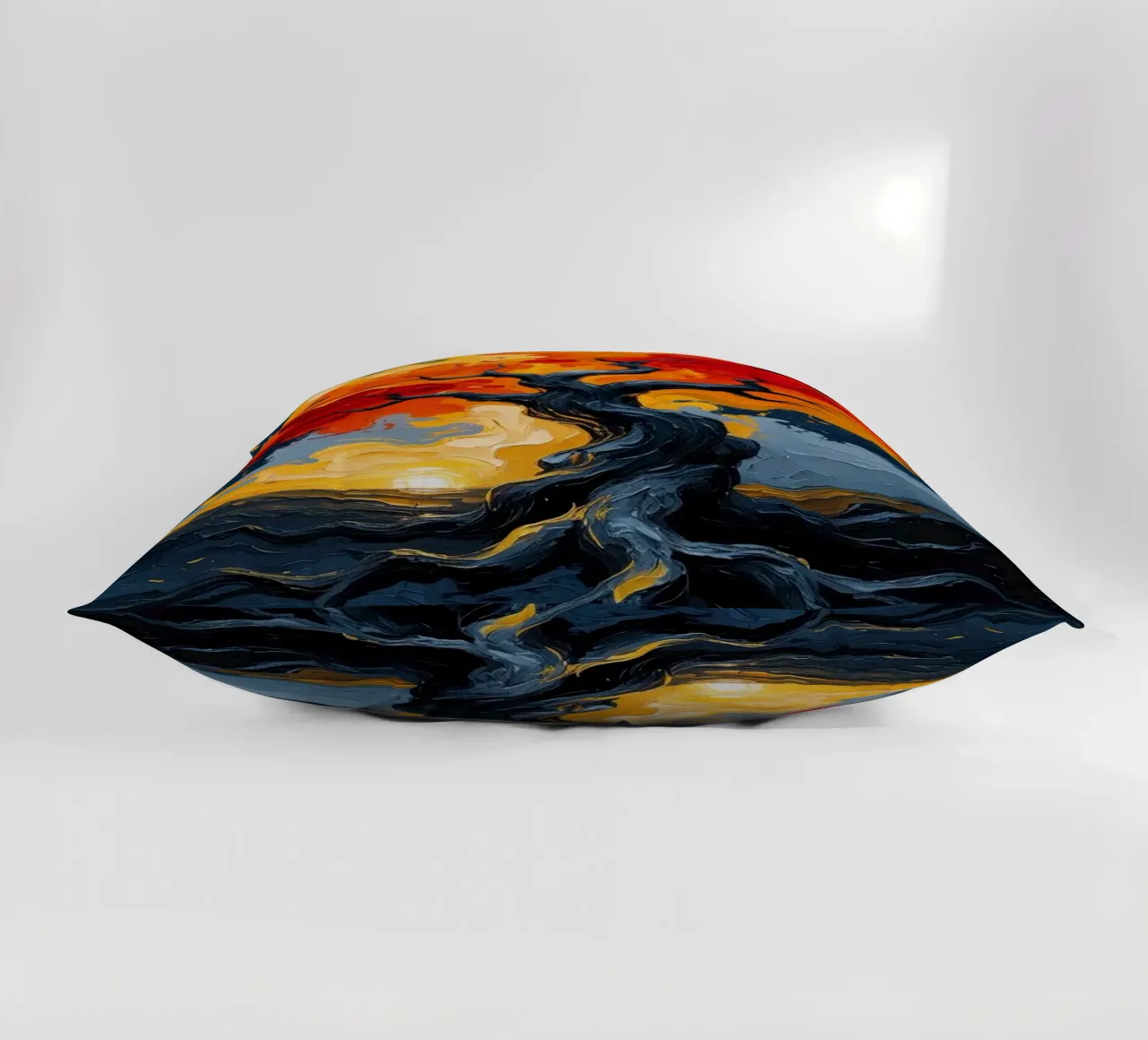 Un inferno fiammeggiante: Un dipinto a olio con texture di un T cuscino da Artistic-shop