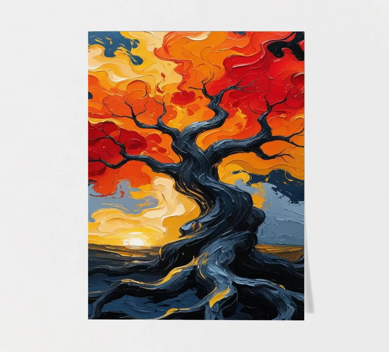 Ein flammendes Inferno: Ein texturiertes Ölgemälde eines lodernden T Stickerbogen von Artistic-shop
