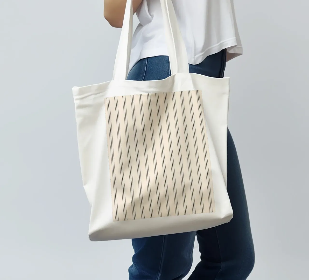 Minimal Classic Scandi a righe miste | Nero su avorio borsa in juta da Beauty in Simplicity