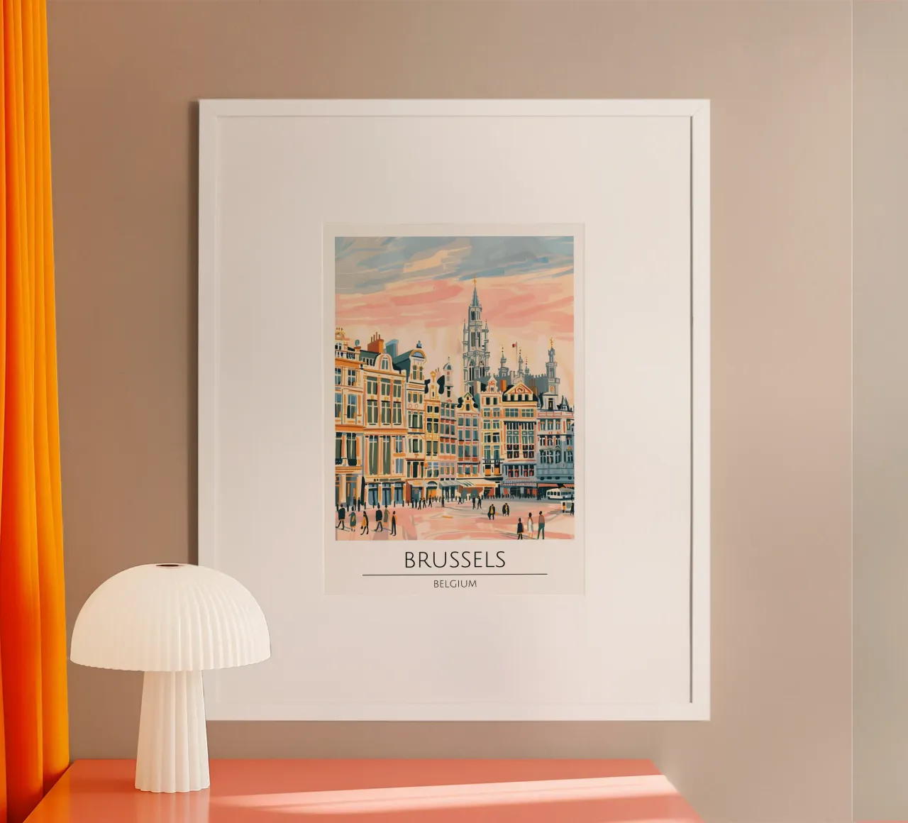 Poster di viaggio Pop Art di Bruxelles Grand-Place poster con telaio in legno da homdeco