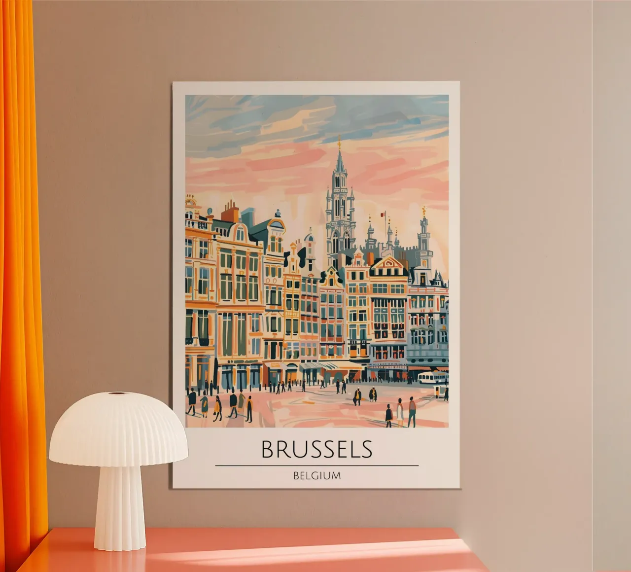 Poster di viaggio Pop Art di Bruxelles Grand-Place poster con telaio in legno da homdeco