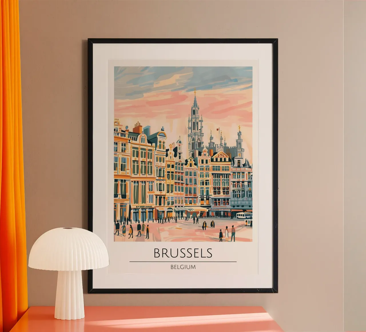 Poster di viaggio Pop Art di Bruxelles Grand-Place poster con telaio in legno da homdeco
