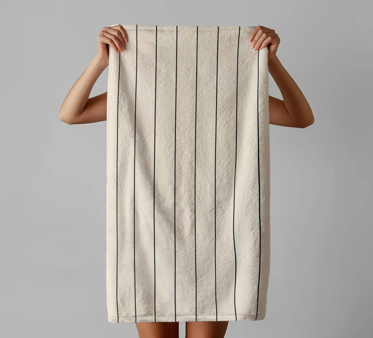 Minimal Basic Classic Stripes | Nero su Avorio asciugamano da bagno da Beauty in Simplicity