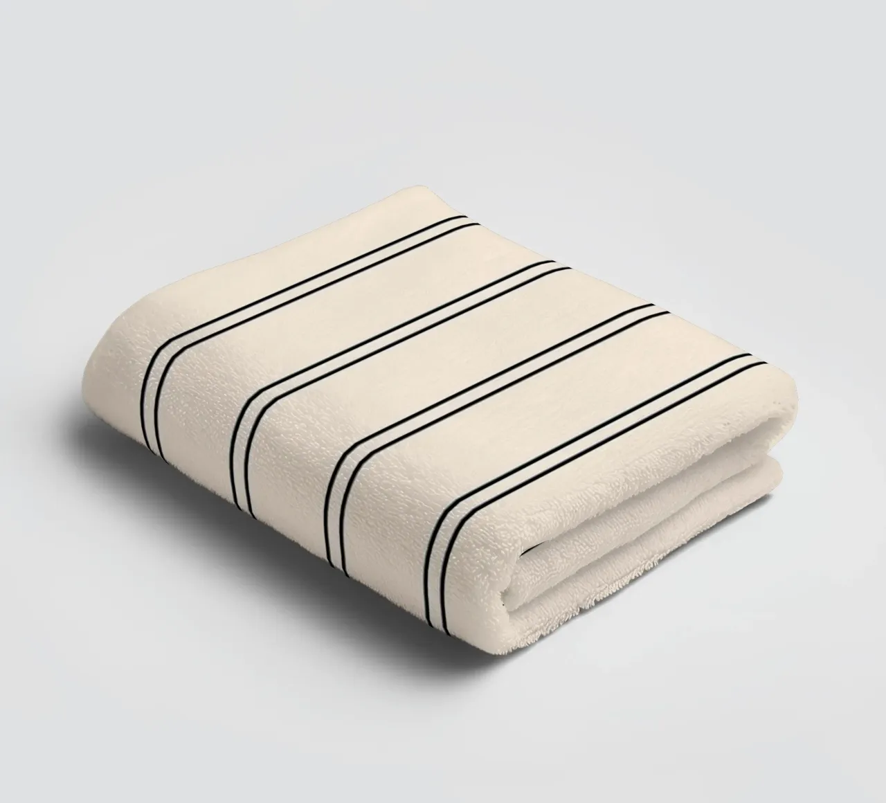 Minimal Basic Classic Doppia Striscia | Nero su Avorio asciugamano da bagno da Beauty in Simplicity