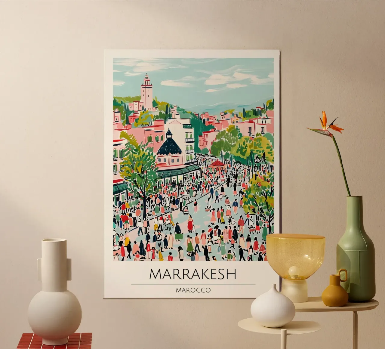 Marrakesh Cityscape Pop Art Poster di viaggio Marocco poster da homdeco