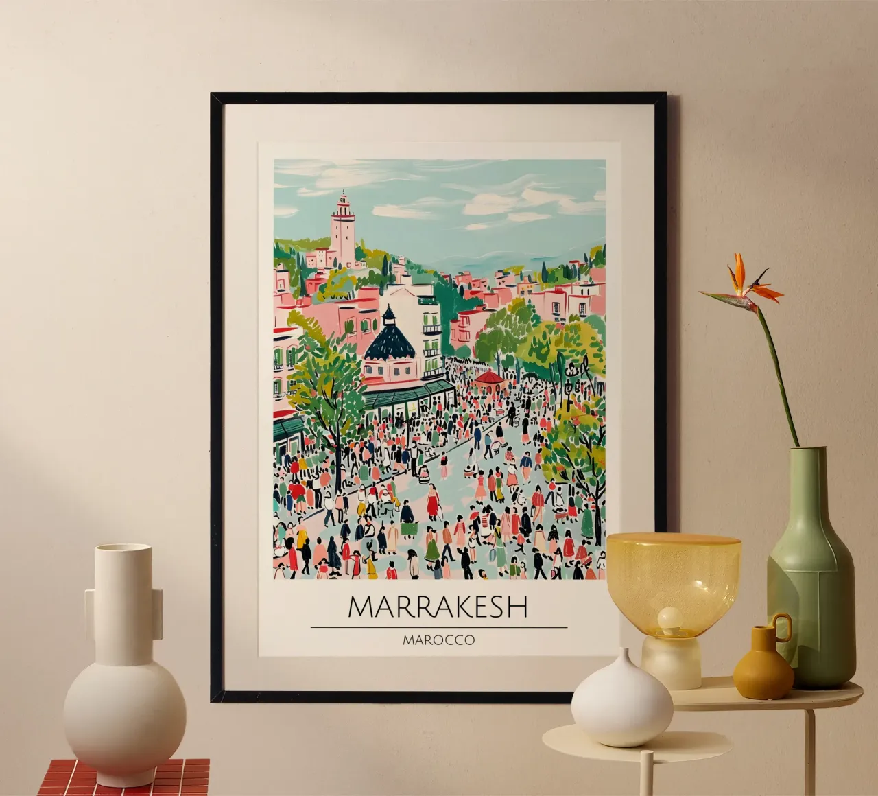 Marrakesh Cityscape Pop Art Poster di viaggio Marocco poster da homdeco