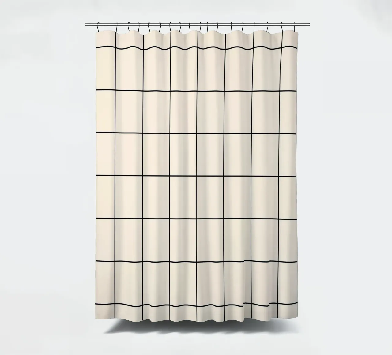 Minimal Basic Classic Big Grid | Schwarz auf Elfenbein Duschvorhang von Beauty in Simplicity