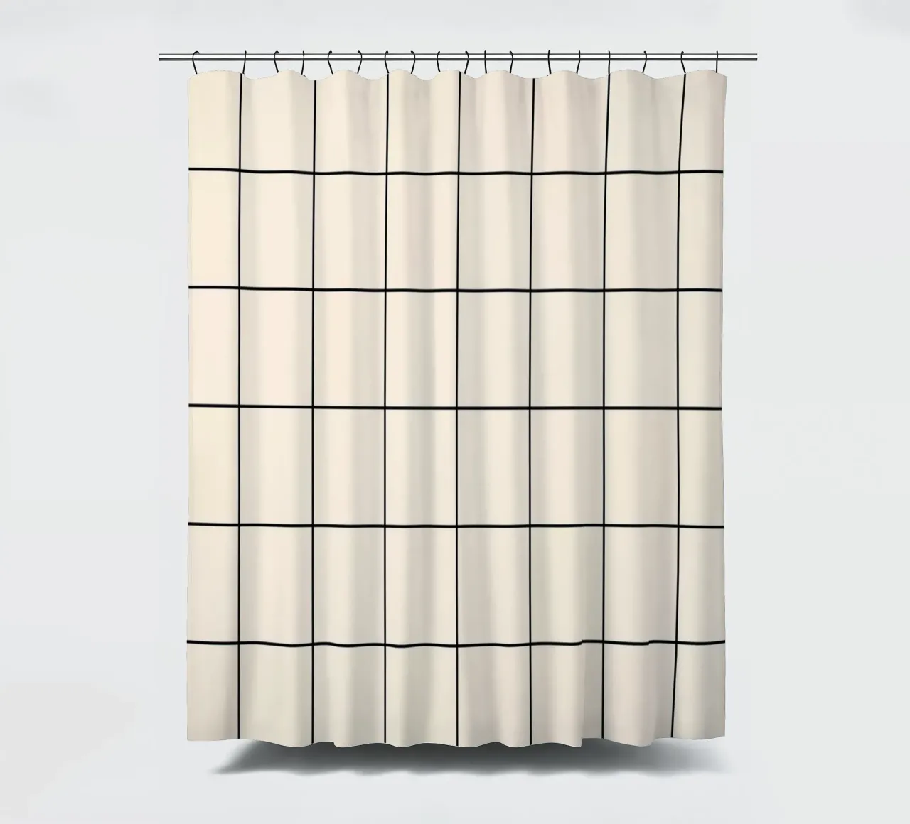 Minimal Basic Classic Big Grid | Schwarz auf Elfenbein Duschvorhang von Beauty in Simplicity
