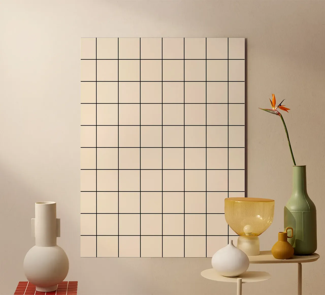 Minimal Basic Classic Big Grid | Schwarz auf Elfenbein Alu-Dibond von Beauty in Simplicity