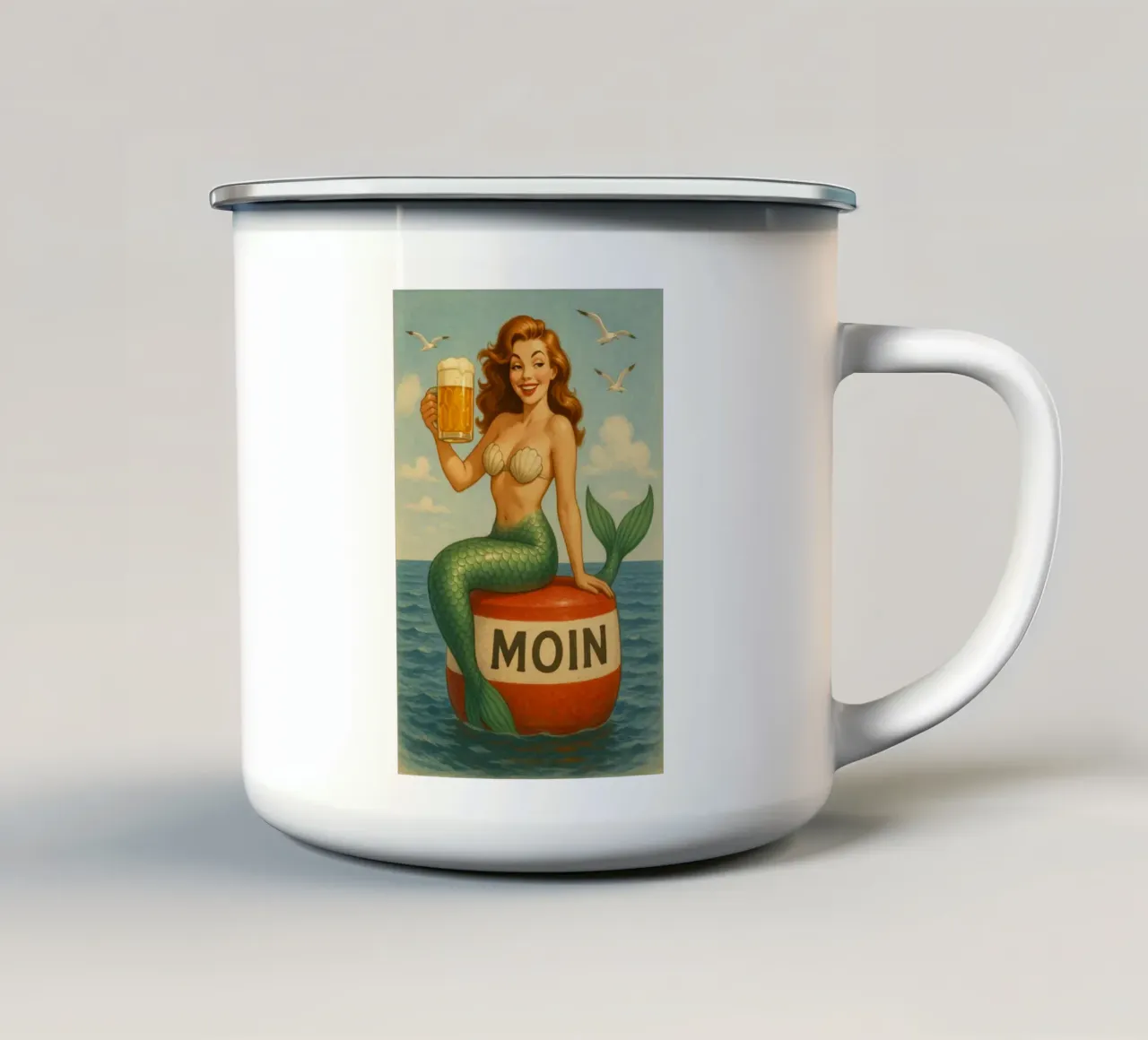 Nixe mit Bier tazza in smalto da Fies&Fein
