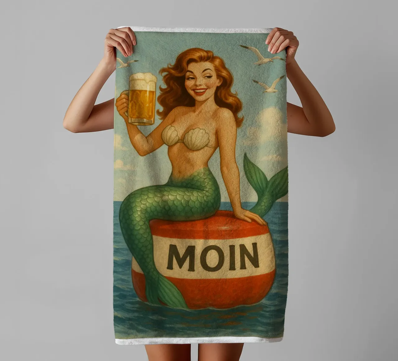 Nixe mit Bier asciugamano da bagno da Fies&Fein