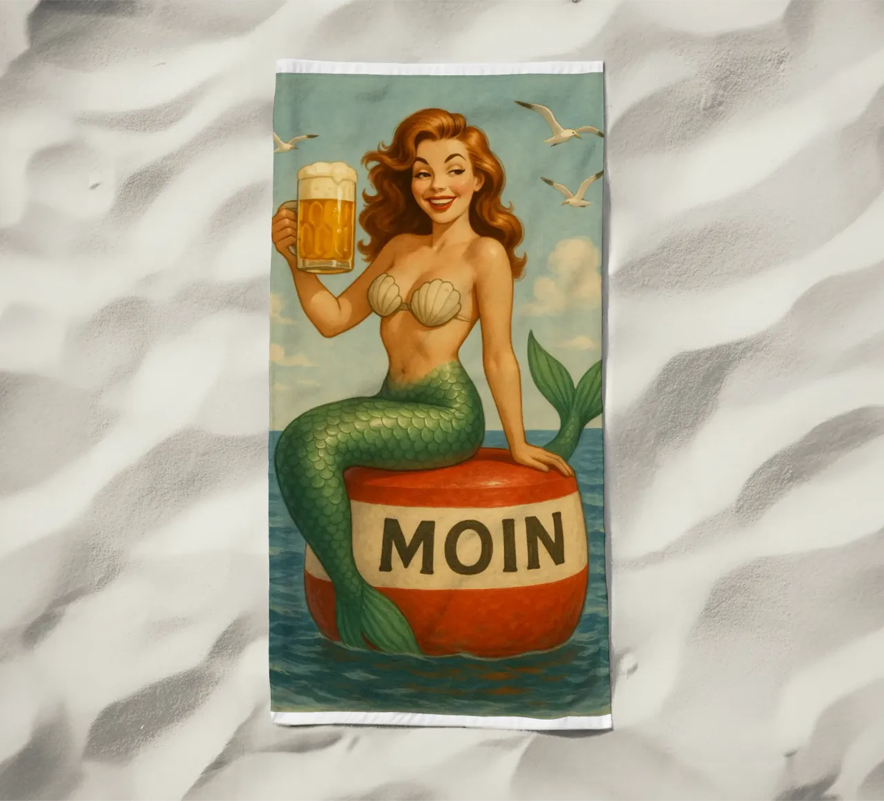 Nixe mit Bier telo mare da Fies&Fein
