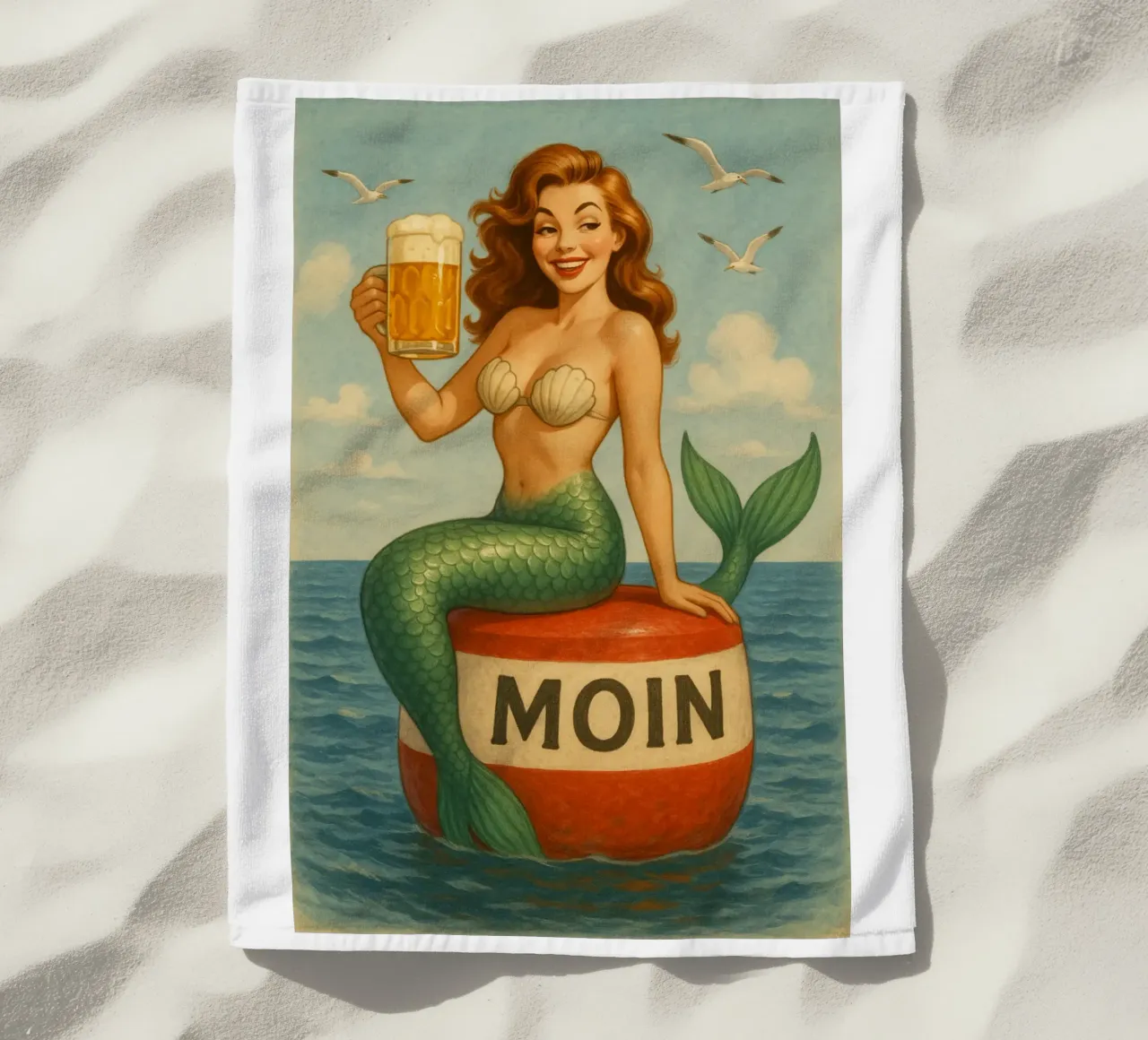 Nixe mit Bier telo mare da Fies&Fein