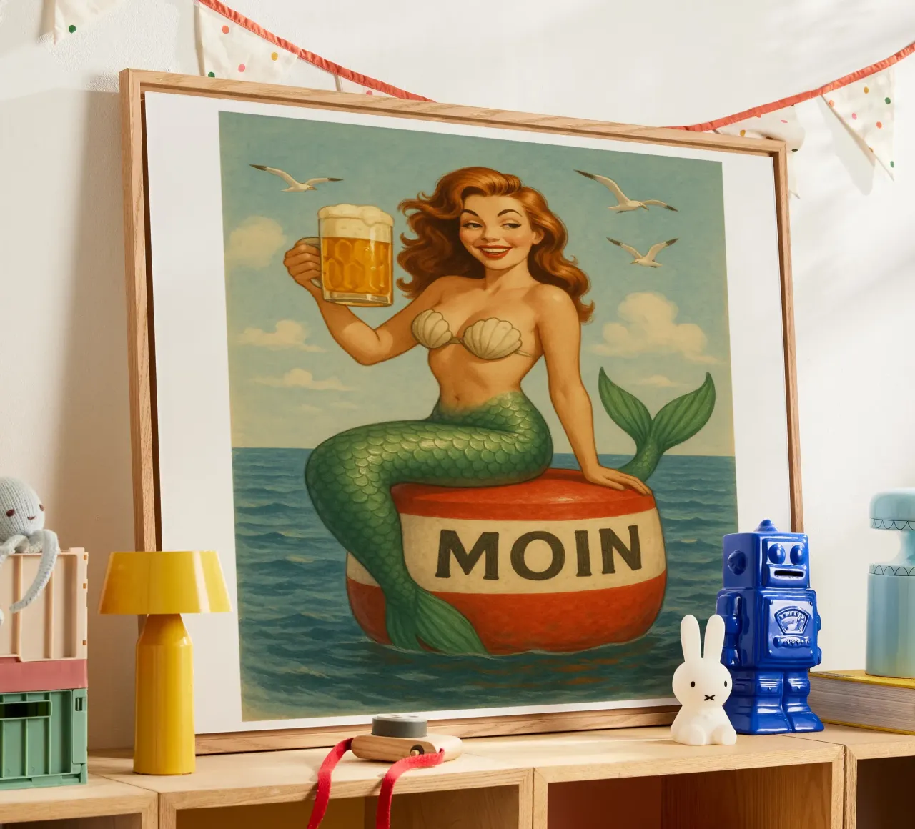 Nixe mit Bier plexiglass da Fies&Fein