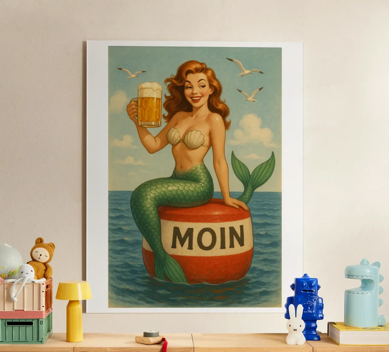 Nixe mit Bier plexiglass da Fies&Fein