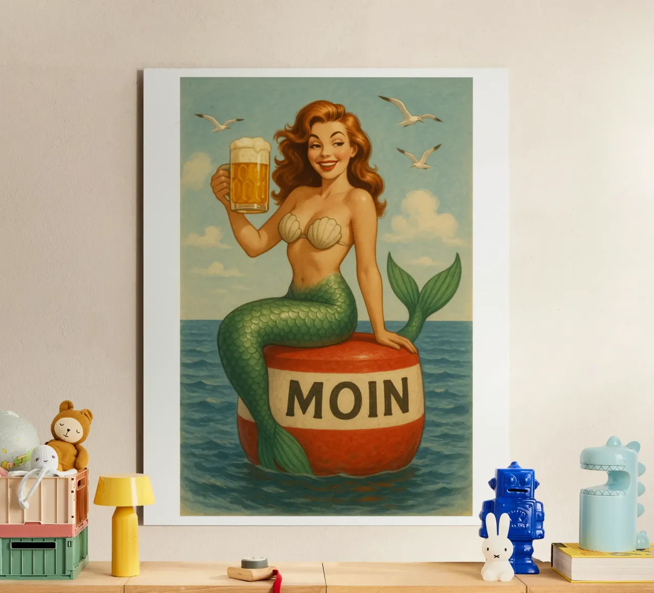 Nixe mit Bier alluminio dibond da Fies&Fein
