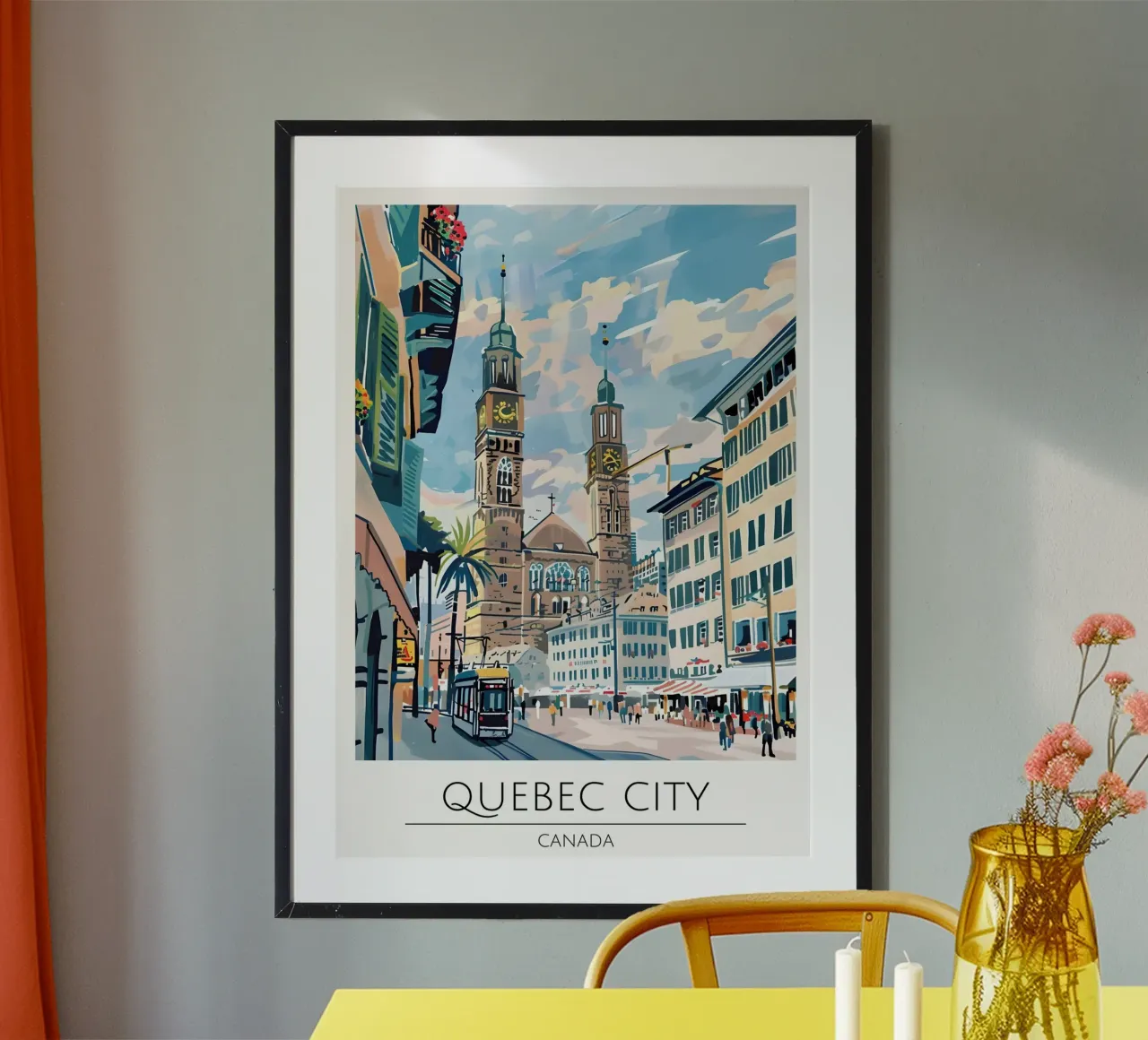 Quebec City Cathedral Pop Art Travel Poster Poster von homdeco