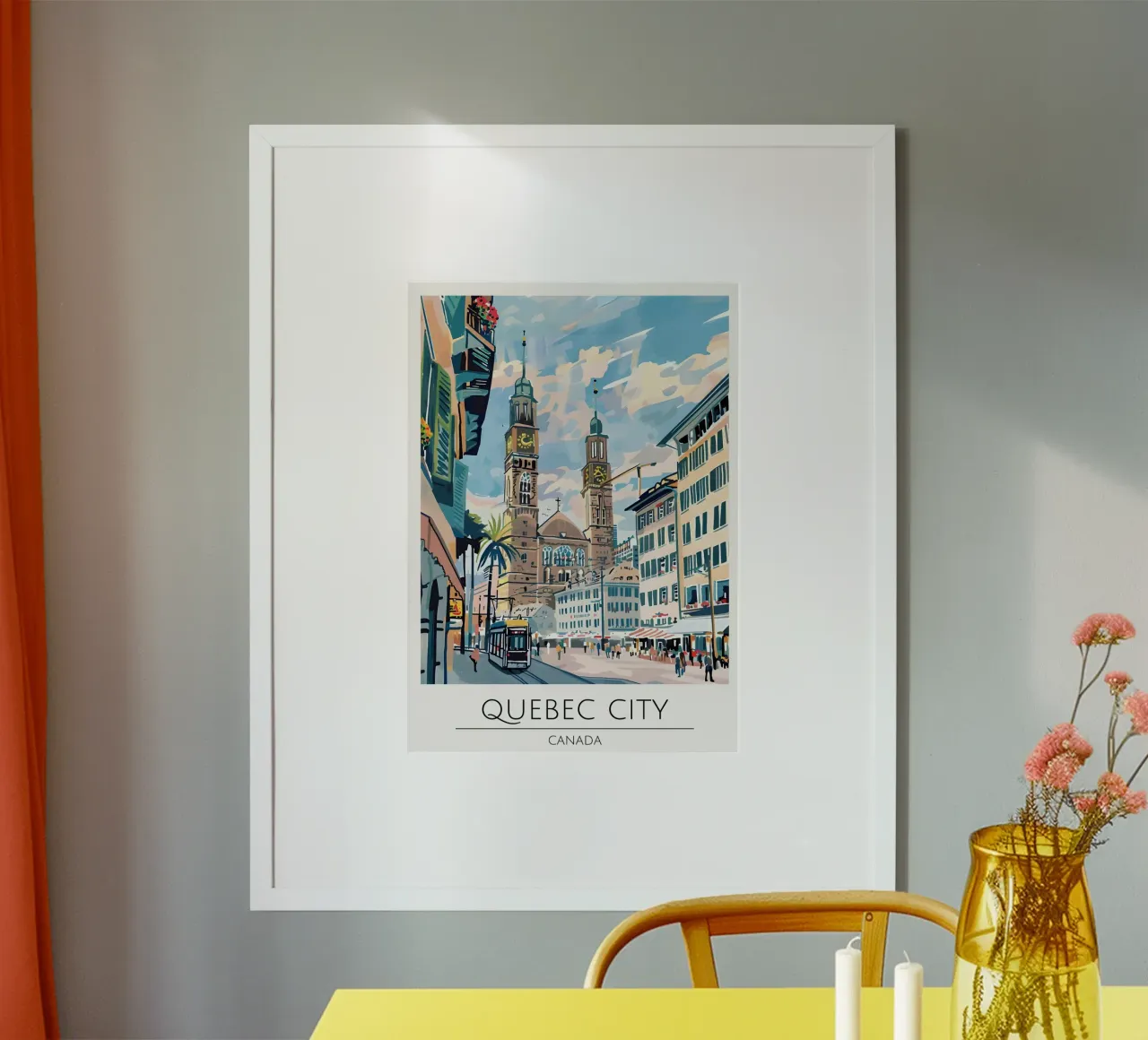 Quebec City Cathedral Pop Art Travel Poster Poster von homdeco