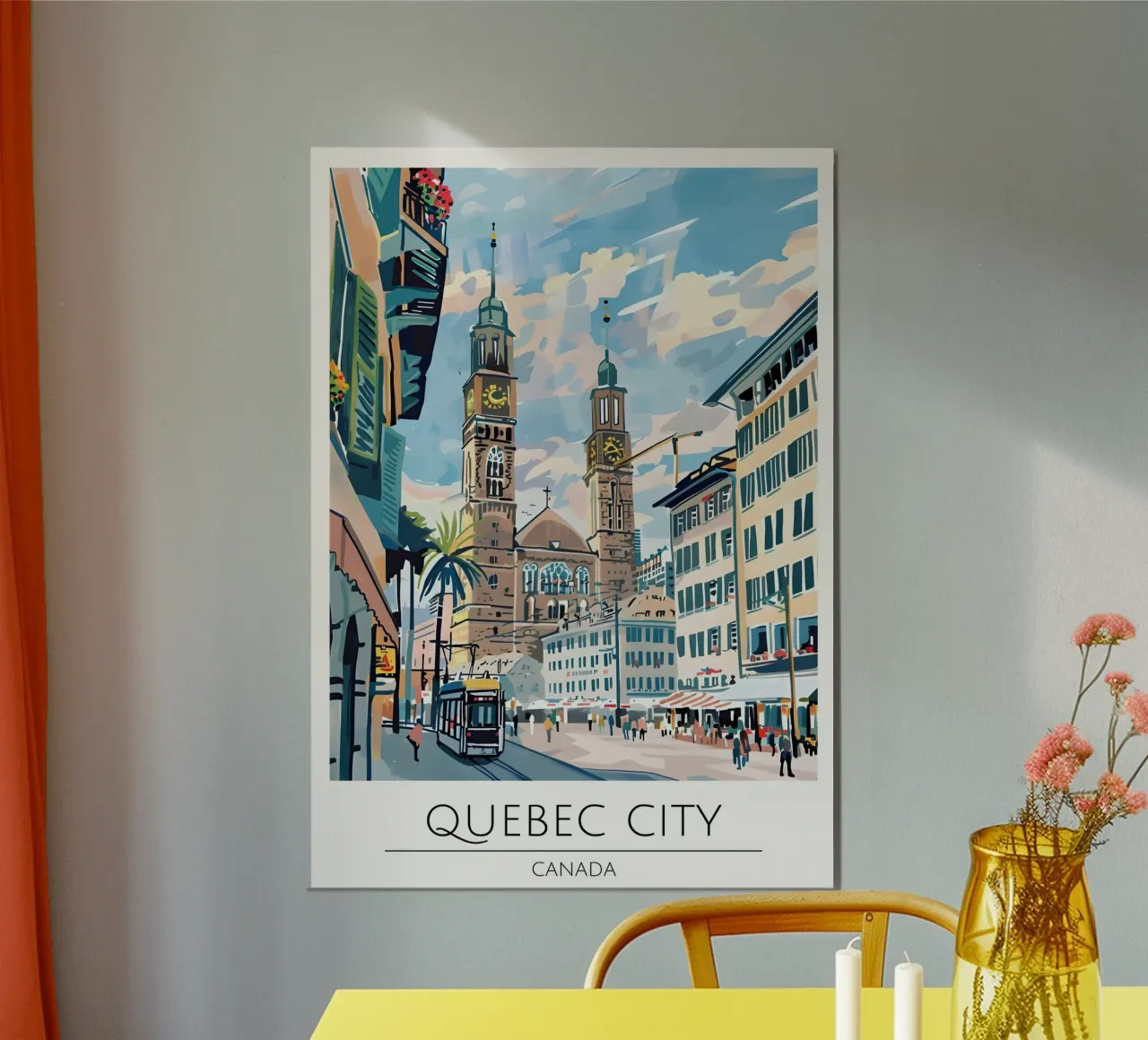 Quebec City Cathedral Pop Art Travel Poster Poster von homdeco