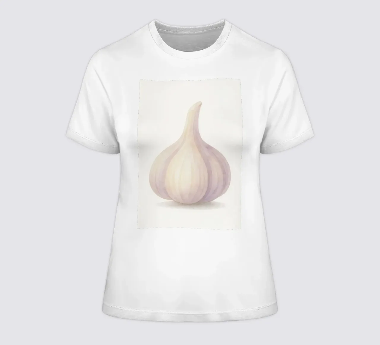 Cute Garlic – Smiley Veggie for Kids women's fitted t-shirt by Attaboy Dsgn