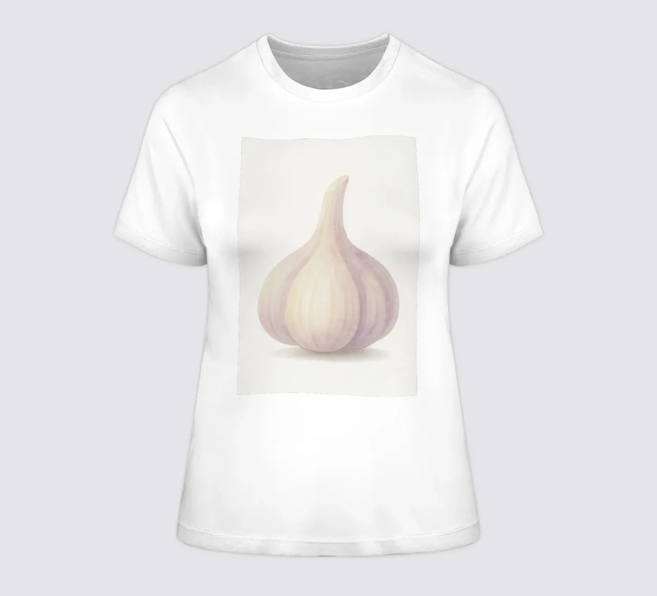 Cute Garlic – Smiley Veggie for Kids women's fitted t-shirt by Attaboy Dsgn