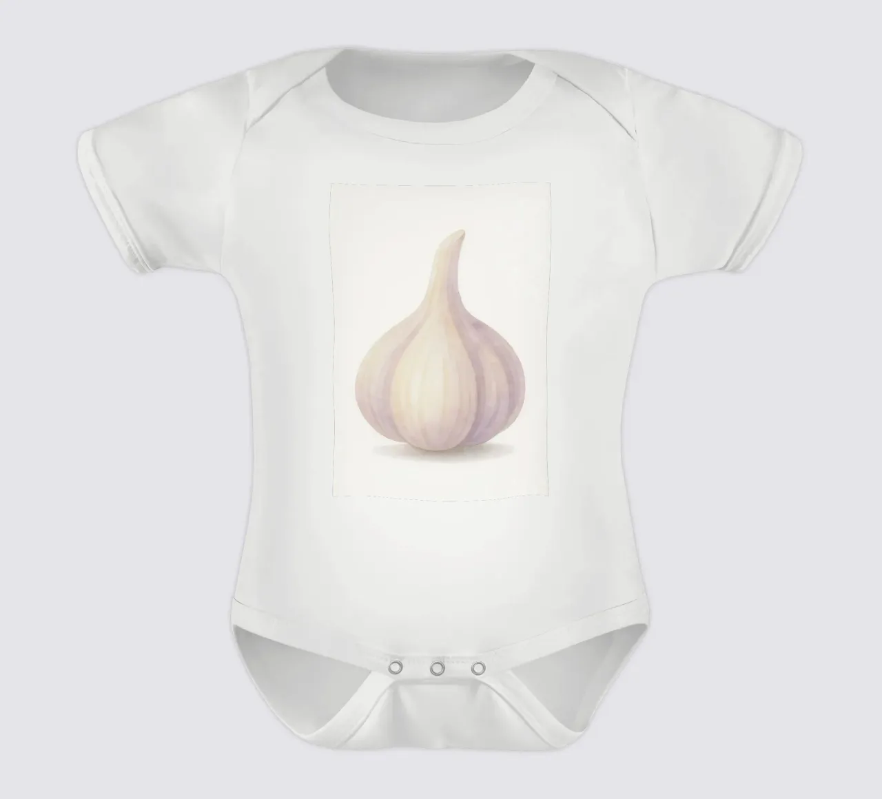 Cute Garlic – Smiley Veggie for Kids short-sleeve baby romper by Attaboy Dsgn
