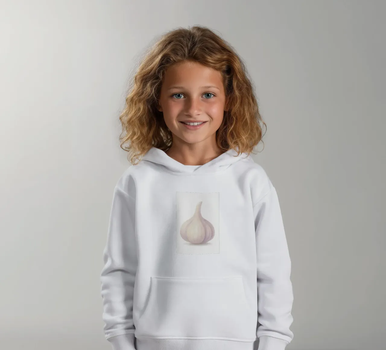 Cute Garlic – Smiley Veggie for Kids kids hoodie by Attaboy Dsgn