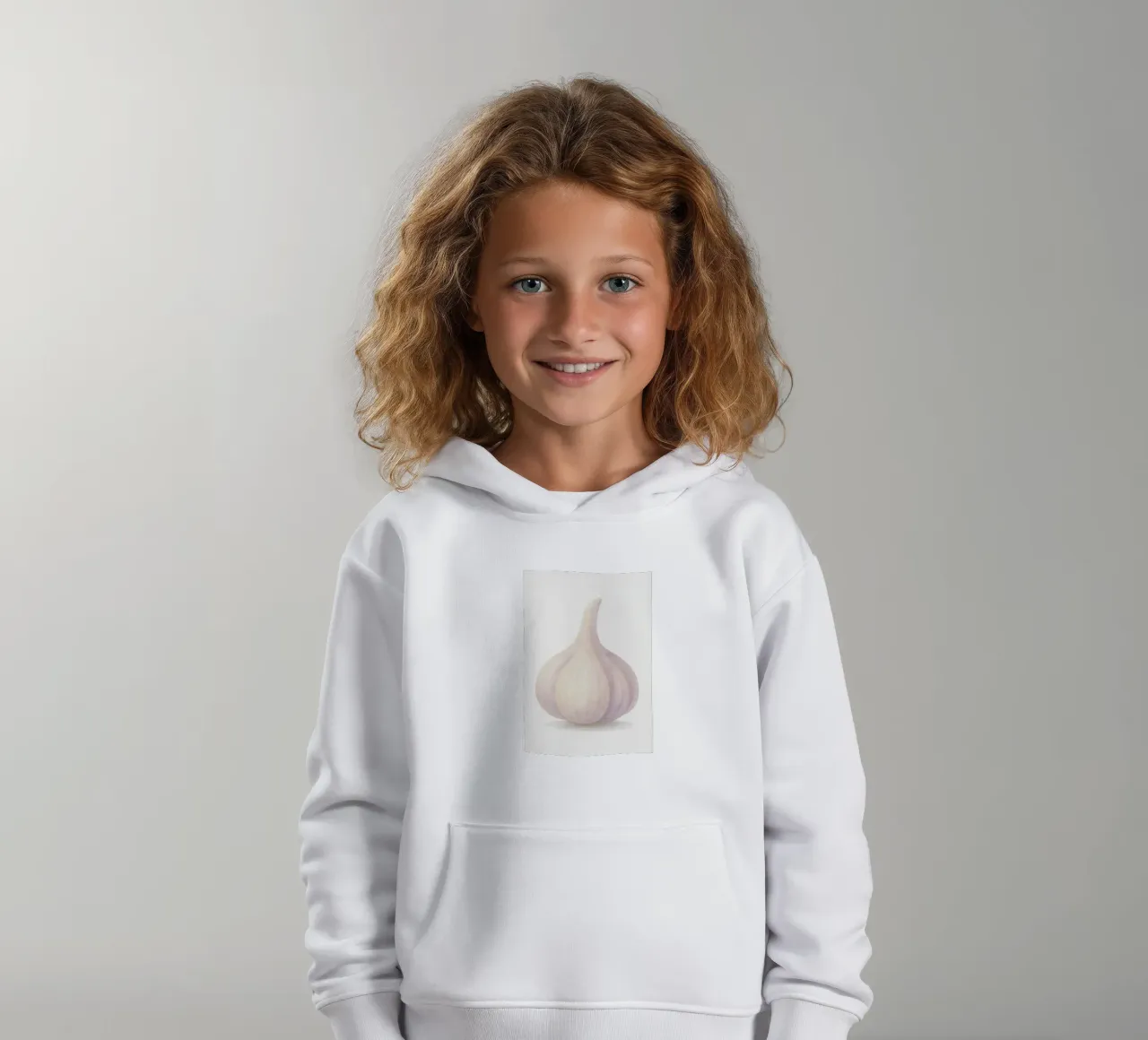 Cute Garlic – Smiley Veggie for Kids kids hoodie by Attaboy Dsgn