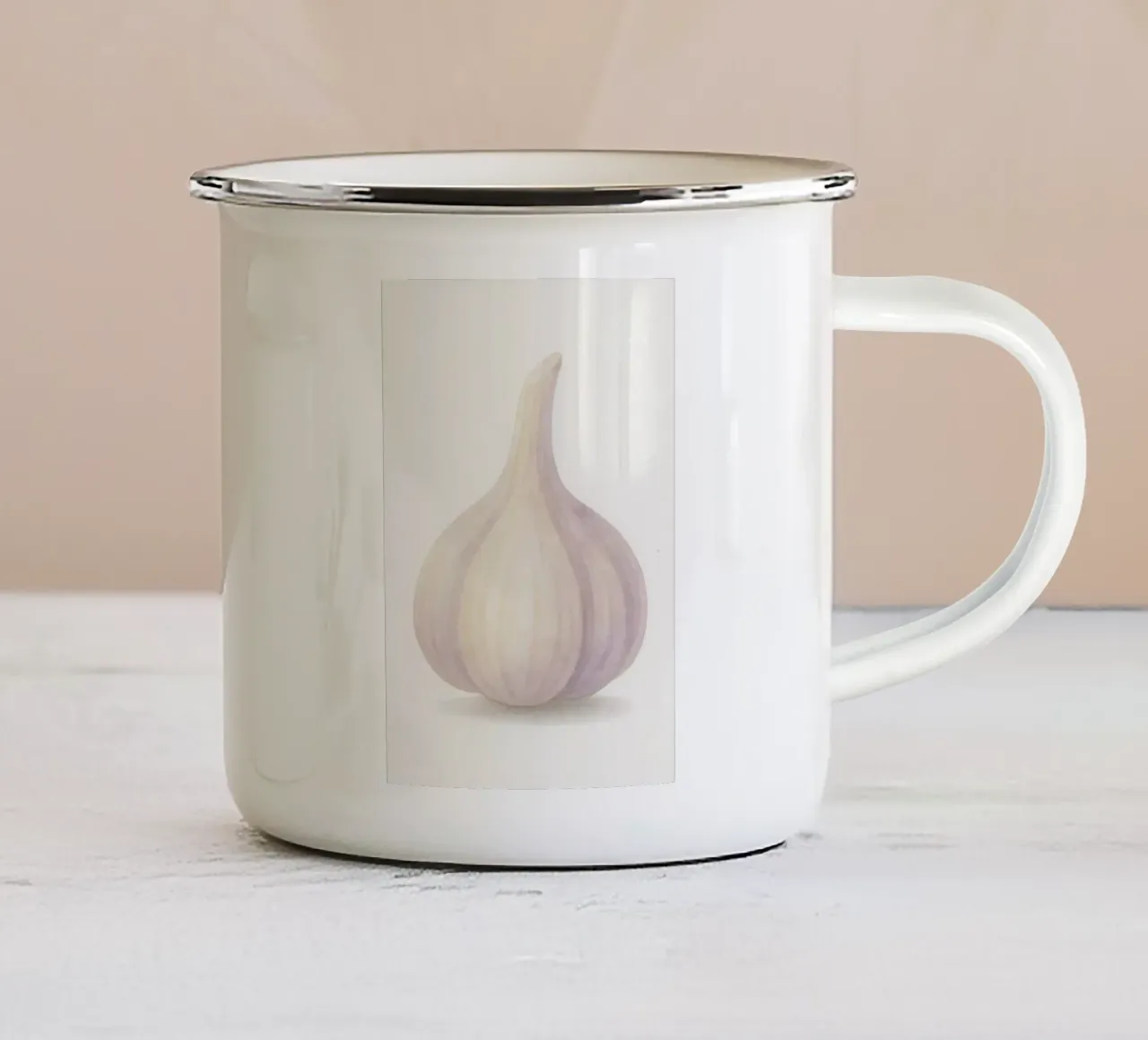 Cute Garlic – Smiley Veggie for Kids enamel mug by Attaboy Dsgn